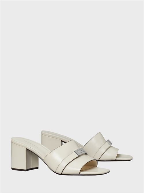 Leather mules with metal buckle and block heel TORY BURCH | 181952250